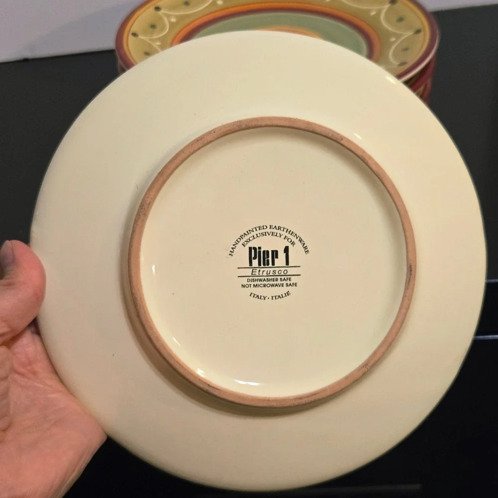 Pier 1 Etrusco Handpainted Salad Plates Set of 6 Luncheon Earthenware Italy 8